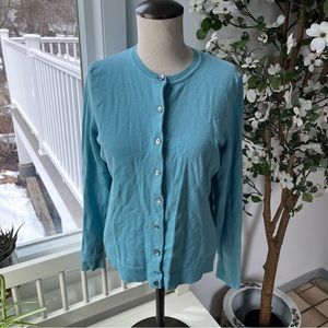 Charter Club Turquoise Button Front Cardigan, Size L